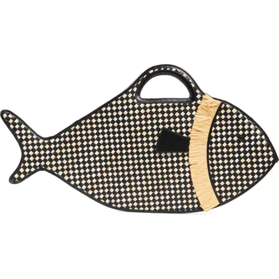 Staud Cleo Fish Woven Raffia Basket Bag