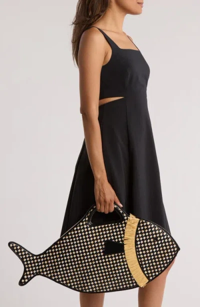 Staud Cleo Fish Woven Raffia Basket Bag