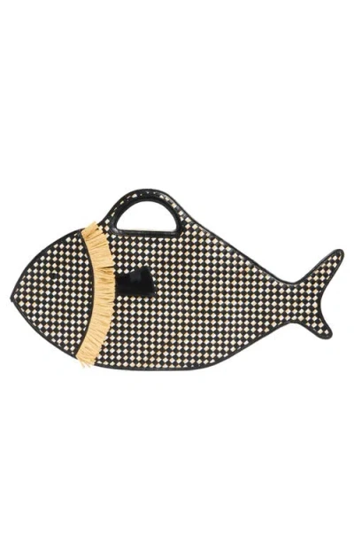 Staud Cleo Fish Woven Raffia Basket Bag