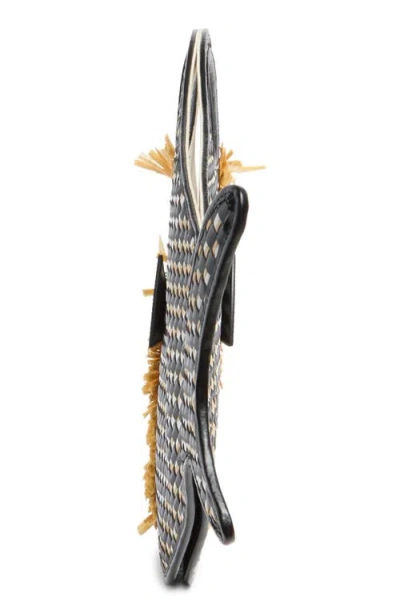 Staud Cleo Fish Woven Raffia Basket Bag