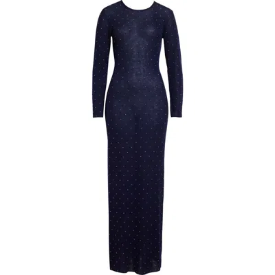 Rabanne Studded Long Sleeve Wool Knit Dress