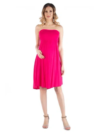 24seven Comfort Apparel Maternity 24seven Comfort Appare Knee Length Strapless Mini Dress In Pink