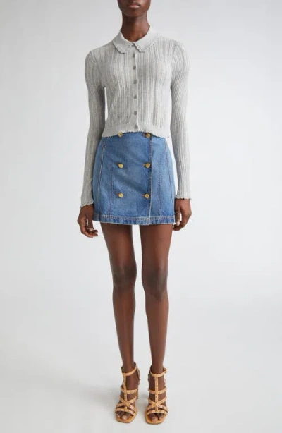Ulla Johnson Lottie Pointelle Rib Cardigan In Gray