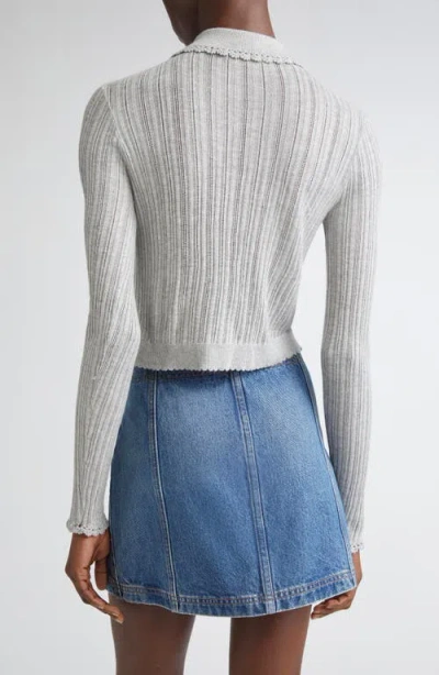 Ulla Johnson Lottie Pointelle Rib Cardigan In Gray