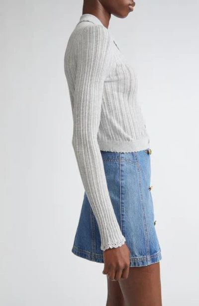 Ulla Johnson Lottie Pointelle Rib Cardigan In Gray
