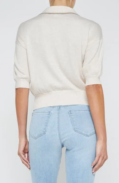 L Agence Masaki Short Sleeve Collared Sweater In Pink