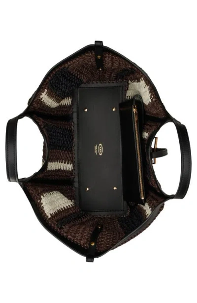 Tod's Medium T Timeless Crochet Raffia & Leather Shopping Bag