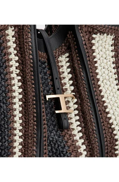 Tod's Medium T Timeless Crochet Raffia & Leather Shopping Bag