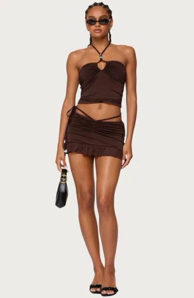 Edikted Koda Beaded Halter Crop Top In Black