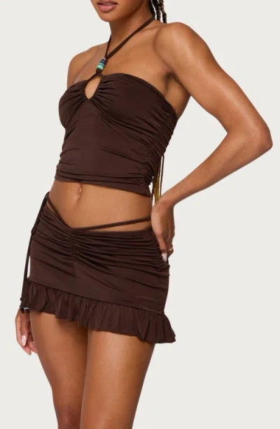 Edikted Koda Beaded Halter Crop Top In Black