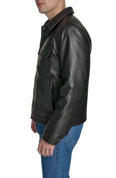 Levi's Two Chest Pocket Faux Shearling Sherpa Collar Jacket In Black