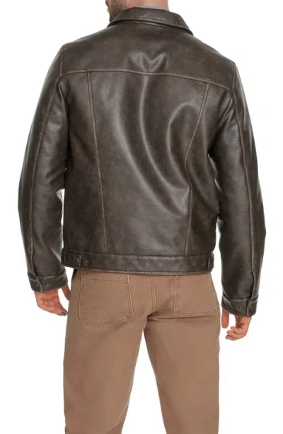 Levi's Men's Faux Leather Trucker Jacket In Brown