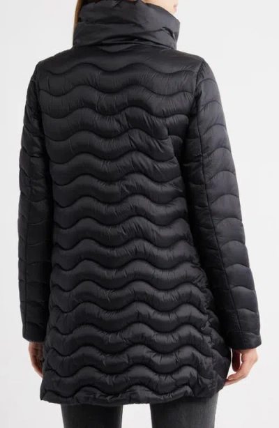 Save The Duck Livette Wavy Quilted Water Repellent Puffer Jacket In Black