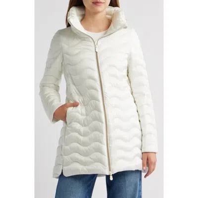 Save The Duck Livette Wavy Quilted Water Repellent Puffer Jacket In White