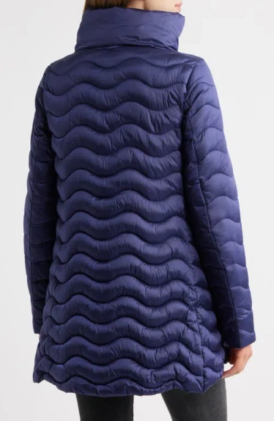 Save The Duck Livette Wavy Quilted Water Repellent Puffer Jacket In Blue