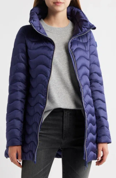 Save The Duck Livette Wavy Quilted Water Repellent Puffer Jacket In Blue