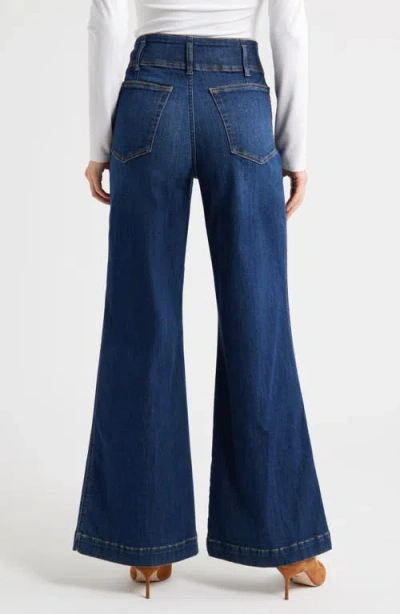 Frame The Seamed High Waist Wide Leg Trouser Jeans In Blue