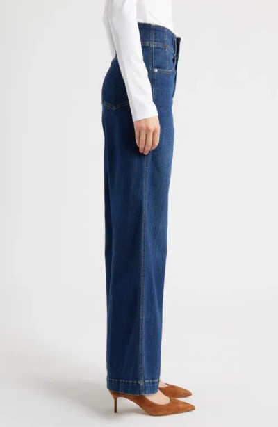 Frame The Seamed High Waist Wide Leg Trouser Jeans In Blue