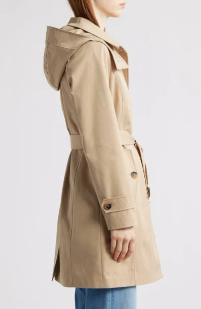 Michael Kors Water Resistant Trench Coat With Removable Hood