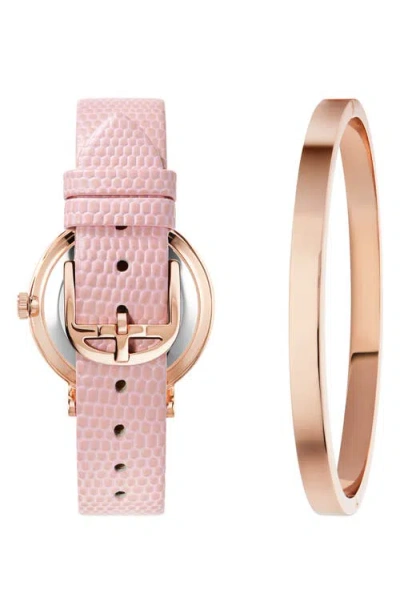 Ted Baker London Phylipa Leather Strap Watch & Bangle Bracelet Set, 34mm