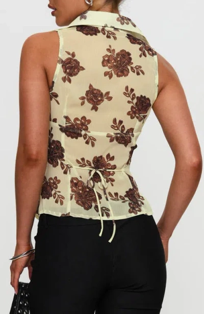 Princess Polly Present Tense Ruched Sheer Top In Multi
