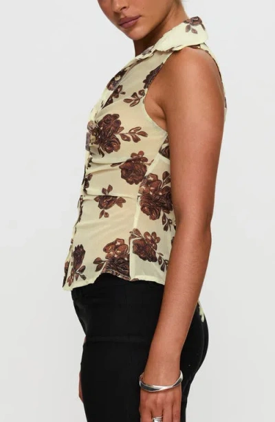 Princess Polly Present Tense Ruched Sheer Top In Multi