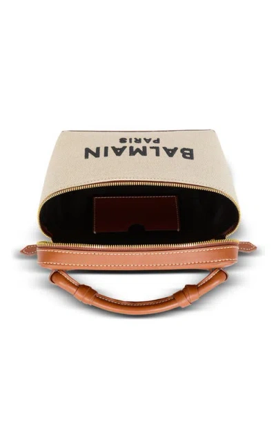 Balmain B-army Logo Canvas & Leather Vanity Case Bag
