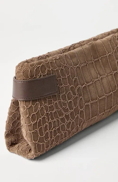 Brunello Cucinelli Essence Pouch Bag With Croc Embroidery