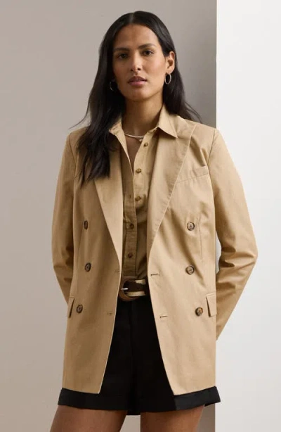 Ralph Lauren Lauren  Double Breasted Cotton Twill Blazer