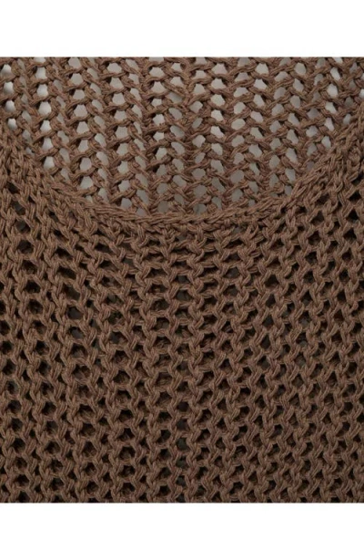 Mango Crochet Long Dress Medium Brown In Brown
