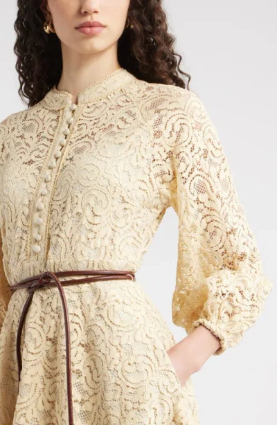 Chelsea28 Long Sleeve Belted Lace Minidress In Yellow