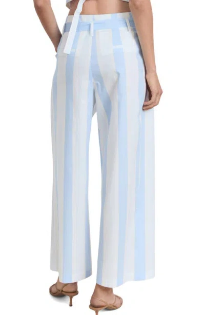 Mango Striped Culotte Trousers With Belt Sky Blue In Blue