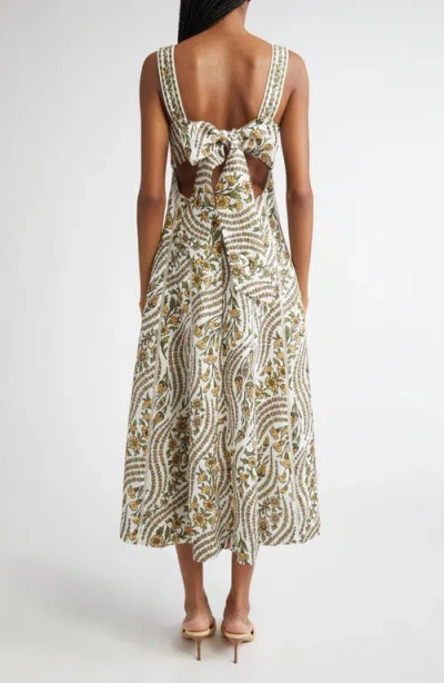 Veronica Beard Rye Floral Linen Midi Sundress