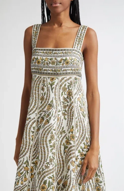 Veronica Beard Rye Floral Linen Midi Sundress