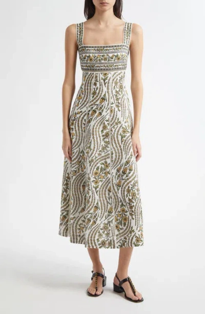 Veronica Beard Rye Floral Linen Midi Sundress