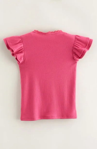 Nordstrom Kids' Rib Flutter Sleeve T-shirt In Pink