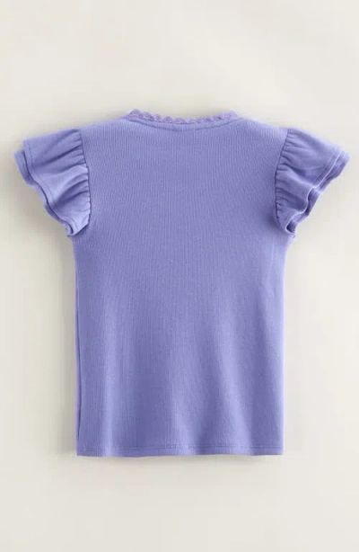 Nordstrom Kids' Rib Flutter Sleeve T-shirt In Purple