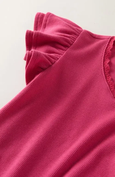 Nordstrom Kids' Rib Flutter Sleeve T-shirt In Pink