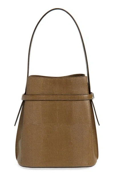 Totême Toteme Belted Lizard Embossed Leather Bucket Shoulder Bag