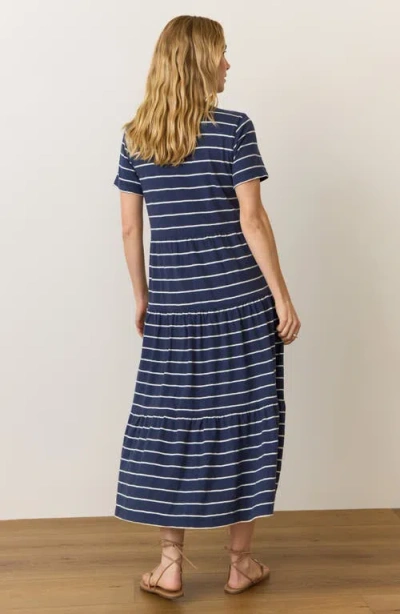 Marine Layer Stripe Cotton Jersey A-line Dress In Blue