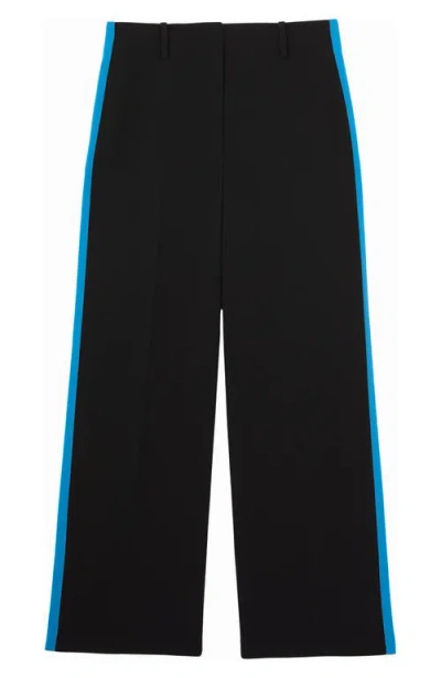 Reiss Isla Side Stripe Wide Leg Pants In Black