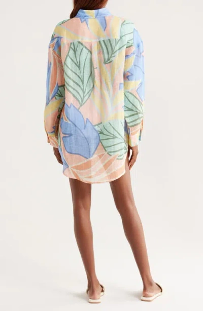 Vitamin A Playa Linen Boyfriend Shirt In Black