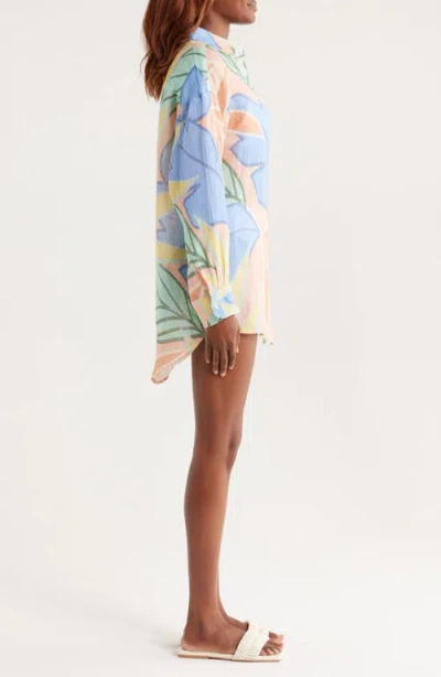 Vitamin A Playa Linen Boyfriend Shirt In Black