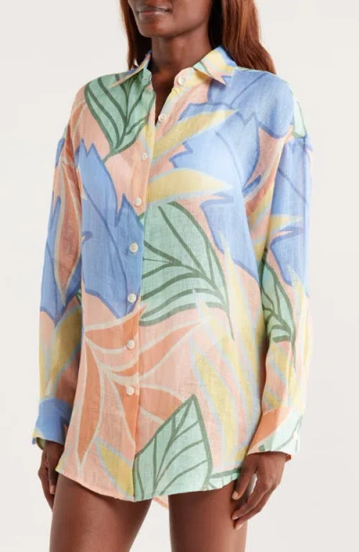 Vitamin A Playa Linen Boyfriend Shirt In Black