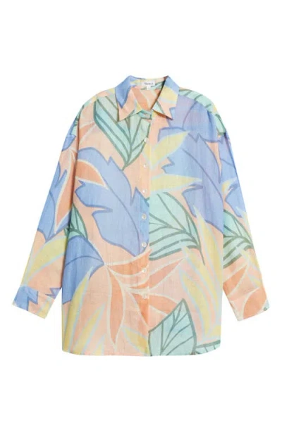 Vitamin A Playa Linen Boyfriend Shirt In Black