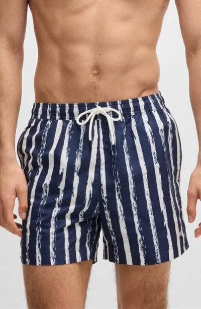 Hugo Boss Gestreifte Shorts Mit Kordelzug