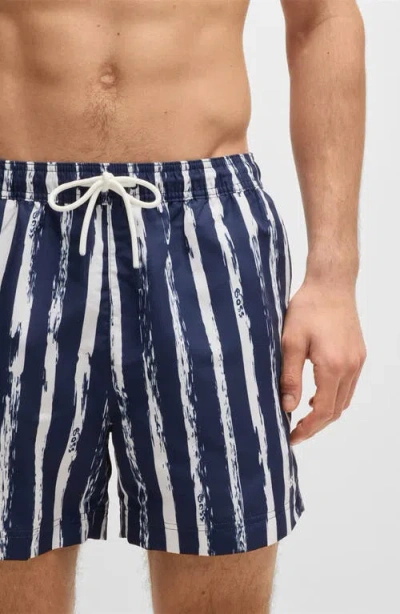 Hugo Boss Gestreifte Shorts Mit Kordelzug