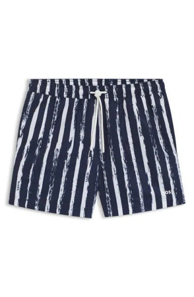 Hugo Boss Gestreifte Shorts Mit Kordelzug