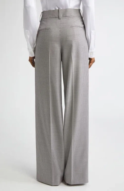 Michael Kors Collection Pleated Houndstooth Slouch Stretch Virgin Wool Trousers In Gray