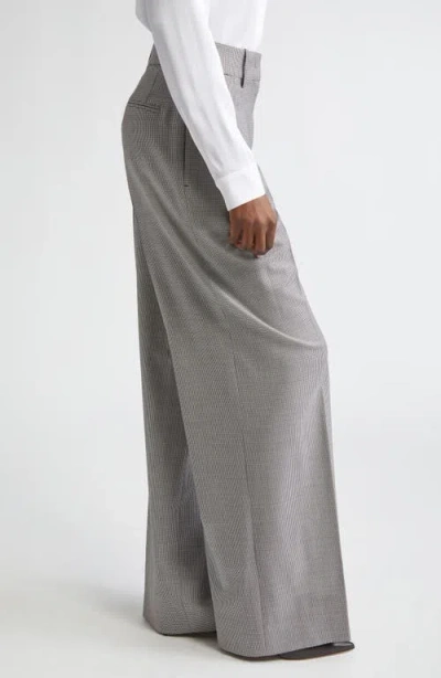 Michael Kors Collection Pleated Houndstooth Slouch Stretch Virgin Wool Trousers In Gray